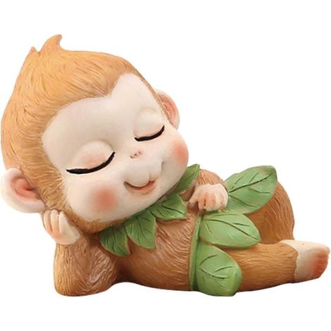 Statue de singe, sculpture animale miniature en résine, idéale pour un bureau, un jardin, un couloir ou une terrasse d'hôtel ou de jardin.-Sleeping (1/5)