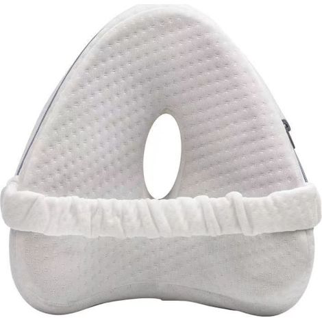 Oreiller orthopédique ultra confortable pour genoux, en mousse à mémoire de forme grise, idéal pour une position latérale.-AquaForge (1/5)