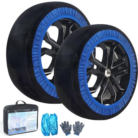 Lot de 2 paires de chaussettes à neige pour pneus - Chaînes à neige en textile assurant la stabilité en hiver (1/5)