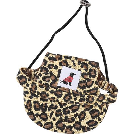 Chapeau de baseball pour chien, ajustable, élégant et idéal pour l'été, avec 2 trous pour les oreilles, parfait pour le camping et les voyages. Motif léopard, taille M. (1/5)