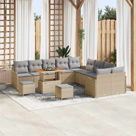 Garten-Sofa-Set 13 pcs Beige Poly-Rattan (1/5)
