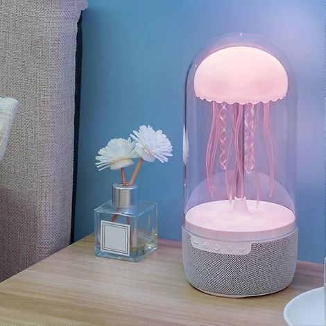 Mini enceinte Bluetooth portable en forme de méduse - Veilleuse décorative colorée avec lumière d'ambiance, idéale pour la maison, le bureau et les voyages (1/4)