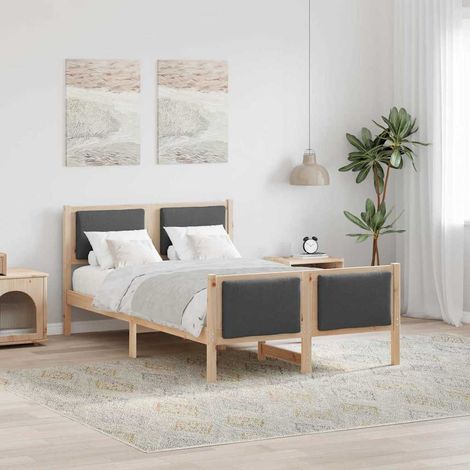 Estructura de cama con cabecera Gris oscuro 120 x 200 cm tela