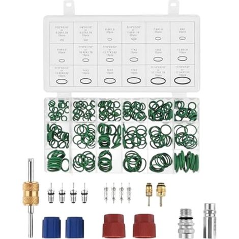 17 pièces Kit de noyau de valve de climatisation de voiture avec kit de joints toriques en laiton et aluminium de 270 pièces pour la réparation de climatiseurs R12 et R134a (1/5)