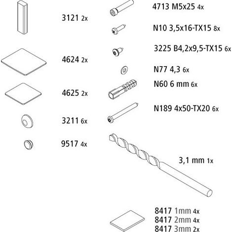 Kermi 2535802 EBLI032 jeu de pièces de montage petites pièces