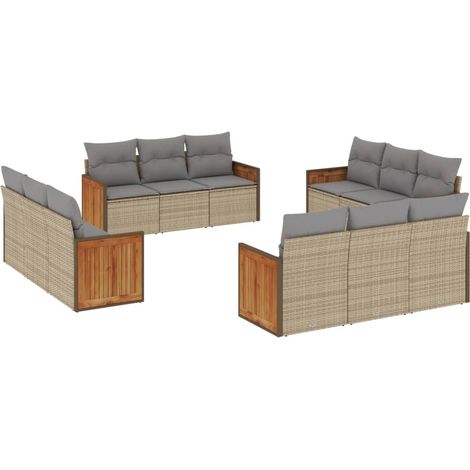 Maison Exclusive - 12-tlg. Garten-Sofagarnitur mit Kissen Beige P