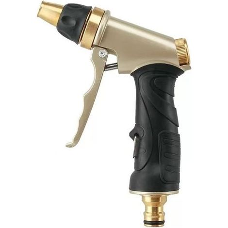 Pistolet d'arrosage en laiton, jet réglable haute pression, adapté au lavage de voiture, jardin, terrasse et animaux (1/4)