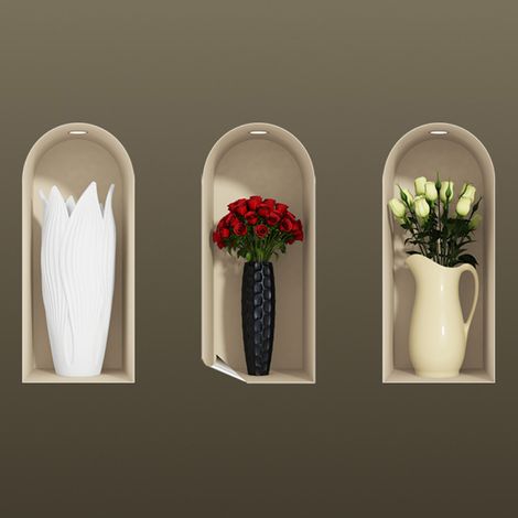 Sticker effet 3D Roses blanches et rouges 60 x 90 cm (1/3)