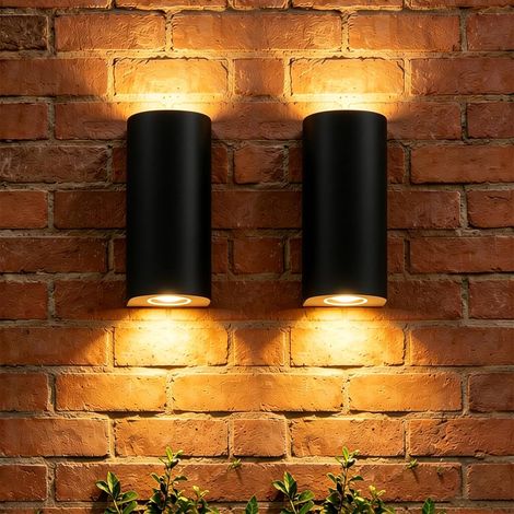 2 Pièces Lampe Murale Intérieur/Extérieur, Douille Haut/Bas, GU10 Étanche IP54, Lampe Murale LED Moderne pour Salon et Jardin, 155mm x 70mm x 87mm, Noire (1/5)