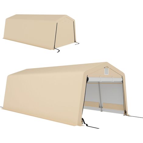 Tente garage carport dim. 6,2L x 3,3l x 2,4H m acier galvanisé robuste PE haute densité 150 g/m² imperméable anti-UV