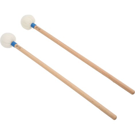 2 Pièces Mailloches de Batterie en Feutre avec Manche en Bois Anti-Dérapant, Accessoire Bleu pour Percussion (1/5)