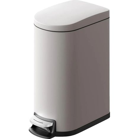 Cubo de basura, diseño elegante, tapa de cierre suave, gris. (1/2)