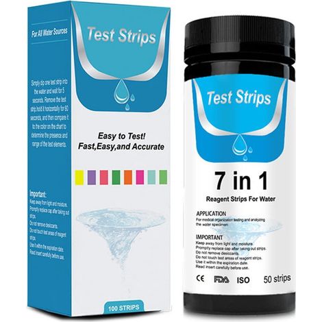 Bandes De Test Pour Eau De Piscine Et De Spa - 7 En 1 - pH KH GH NO2 NO3 Brome Chlore - 50 Pièces (1/5)