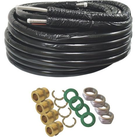 Kit de tubo solar flexible doble de acero inoxidable AISI 316L de 3/4" DN16, rollo de 10 m con racores (1/5)