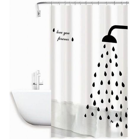 TRADE SHOP - Tenda Doccia Antimuffa Love You Forever Impermeabil 180x180cm Anelli Bagno 79217 - (1/2)