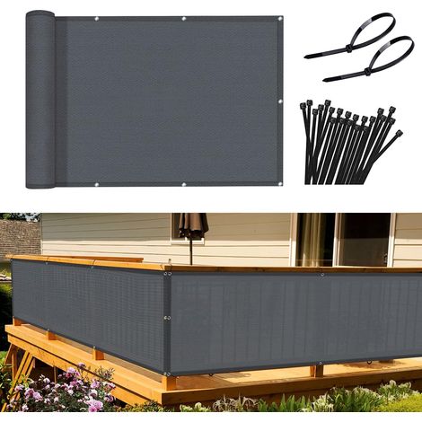 Brise-Vue pour Balcon Paravent de Balcon de Jardin 90x300 cm HDPE 185g/㎡ résistant au Vent et aux UV, avec Trous et Serre-cables Anthracite (1/5)