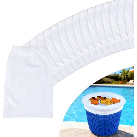 20 Pièces Chaussette Skimmer Piscine, Filtre Skimmer Piscine Réutilisable, Chaussettes pour Panier Pool Skimmer, Socks Paniers Nylon Élastique pour Peuvent Emprisonner Pollen, Débris, Feuilles,Cheveux (1/5)