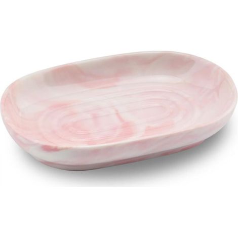 Portasapone in ceramica, portasapone antiscivolo effetto marmo, portasapone per il bagno, portasapone solido per cucina, vasca da bagno, lavandino e doccia (rosa)
