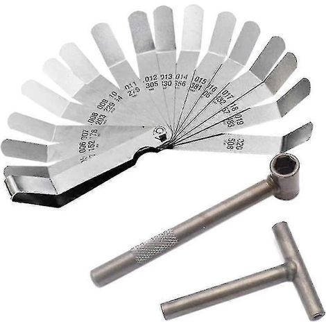 Ensemble de 3 clés de réglage de vis de soupape de moteur, outils de réglage du jeu aux soupapes + jauge d'épaisseur 0,0 (1/5)