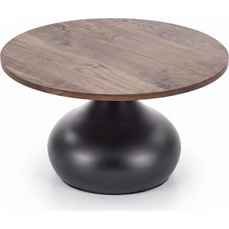 Petite table basse ronde 70 cm noir et bois Nesto (1/5)