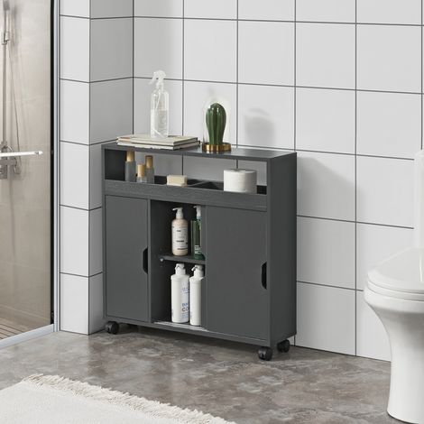 Badezimmerschrank Lumijoki 71x70x20cm Dunkelgrau [en.casa]