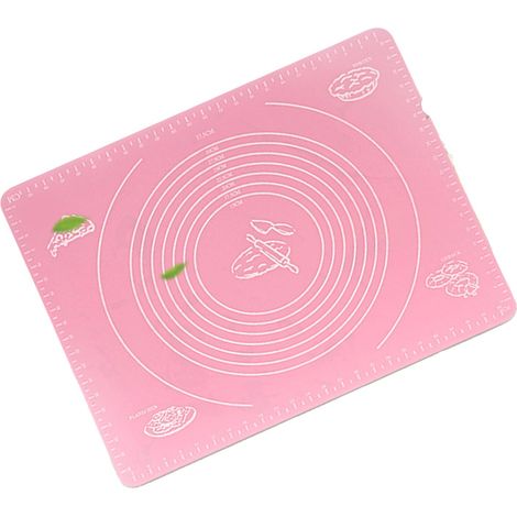 Lot de 2 Tapis de Cuisson en Silicone Antiadhésif Rose avec Graduations pour Pétrir, Étaler Pâte à Pizza et Biscuits (1/5)