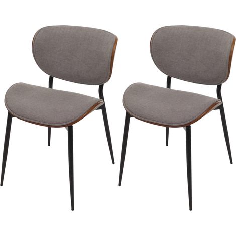 Lot de 2 chaises de salle à manger HWC-O45 bois courbé Tissu (370g/m2) ko-Tex MVG-certifié - aspect noyer gris clair (1/2)