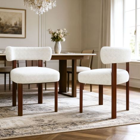COLAMY Chaise DCW19-BE-FB-N1 - Lot 2 Chaises de salle à manger en bois massif – design épuré et chaleureux - beige