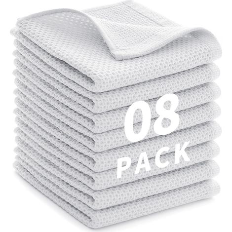 Chiffons de Nettoyage Cuisine 8 PCS – Lavettes en Coton Doux, Absorbantes (1/5)