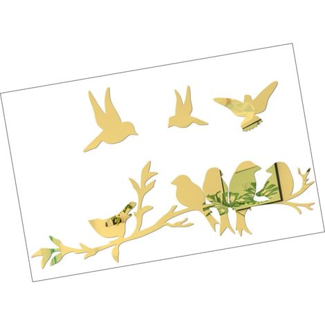 Sticker Mural Miroir Autocollant Oiseau en Vol Acrylique Étanche 3d Doré Décoration Salon Bureau 1 Lot pour Intérieur Contemporain 2024 (1/5)