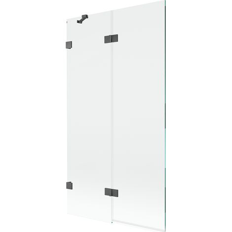 Mexen Lunar paravento da vasca a 2 ante sinistro 100 x 150 cm, trasparente, grigio canna di fucile spazzolato (1/5)