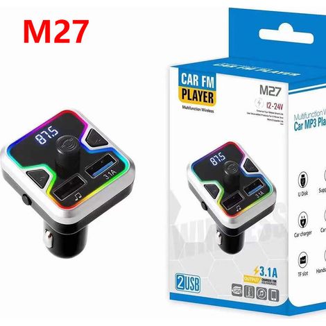 M27 Nouvelle lumière sept couleurs V5.0 Kit mains libres Bluetooth pour voiture avec lecteur MP3 et FM intégré -- M24 (1/3)