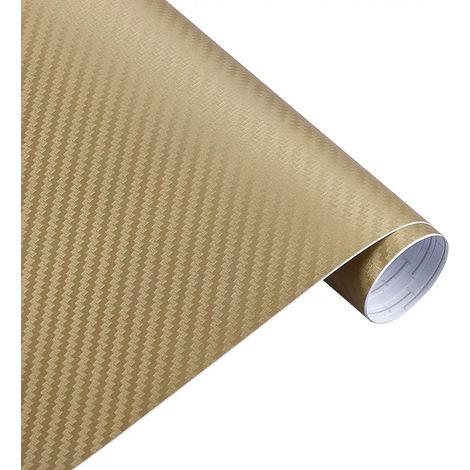 Film adhésif vinyle imitation fibre de carbone 3D (Or) 200 cm x 50 cm pour motos et voitures - Rouleau de stickers et autocollants - Accessoires auto - Personnalisation automobile (1/4)