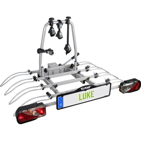 Eufab – Porte-vélos plateforme basculante 4 vélos – Fixation rapide avec cadenas – Rails réglables en acier – Charge utile 70 kg (1/5)