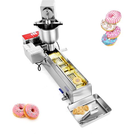 Machine à beignets automatique commerciale, appareil à donuts électrique à une rangée, haute puissance, 90 pcs/heure, friteuse en acier inoxydable, avec moules de 3 tailles, comptage automatique (1/5)