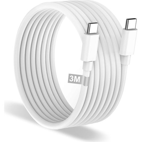Cable USB C Charge Rapide pour iPhone 15 16 17, 3m Cable Chargeur USB-C Charge Rapide 60W USBC vers USBC, Long USB C Câble Type C pour Apple iPhone 17/Air/Pro/Pro Max/16/15/Plus/Pro Max/iPad/MacBook (1/5)