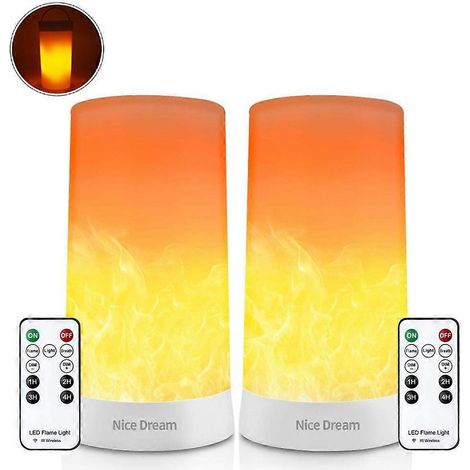 Zweierpack Nachtlichter mit Flammeneffekt, LED-Flammeneffektlichter, mit Fernbedienung, USB-Aufladung, geeignet für Partys, Zimmer usw.