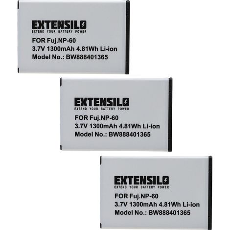 EXTENSILO 3x Akku kompatibel mit Toshiba Allegretto 5300, H20-HD-SD Kamera (1300 mAh, 3,7 V, Li-Ion) (1/3)