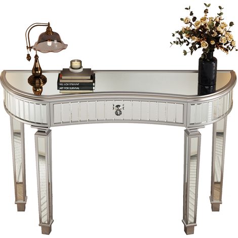 GagaConsole demi-lune miroir 120 cm gris argent (1/5)