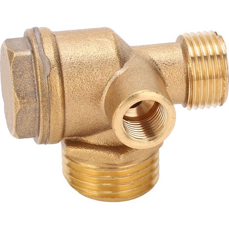 Clapet anti-retour laiton 3 ports filetage mâle 1/2 x 3/8 x 10, accessoire non-retour pour compresseur d'air, raccord robuste (1/5)