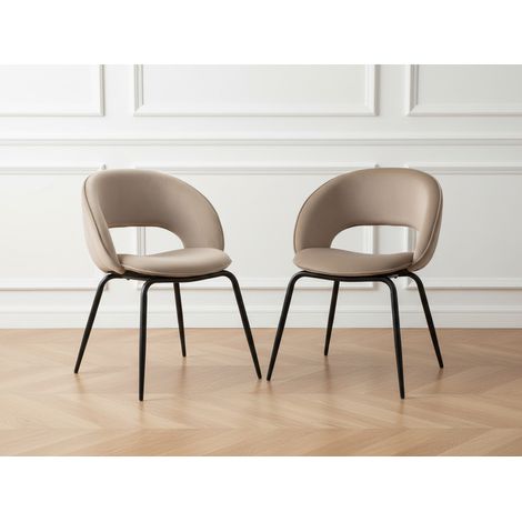BOBOCHIC - Lot de 2 chaises DOMI tissu velours Marron clair (1/5)