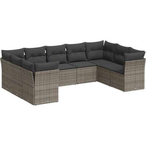 Maison Exclusive - 9-tlg. Garten-Sofagarnitur mit Kissen Grau Pol