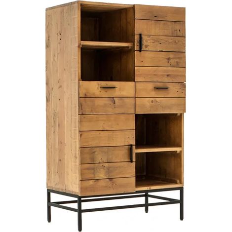 Meuble étagère rangements bois rustique et métal industriel - FACTORY (1/5)