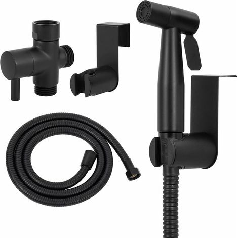 Toilettenduschkopf, Toilettendusche Komplettset Schwarz, Toilettenduschset, Sprüher für die tägliche Körperhygiene, Toilettenduschkopf mit Schlauch
