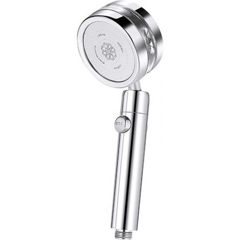 Propellerbetriebener Duschkopf und Stoppknopf + 1,5 m Schlauch Silber