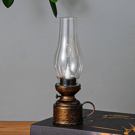 Lampe À Pétrole LED - Effet De Flamme Vacillante - Style Rétro - Pour Décoration Intérieure Camping Secours - 7 x 5 5 x 18 Cm - 3 Piles LR44 (1/5)