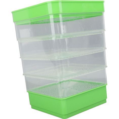 Kit de germination empilable, plateau de culture de micro-légumes polyvalent à 4 niveaux, peu encombrant, pour germes de soja, micro-verts avec pare-soleil