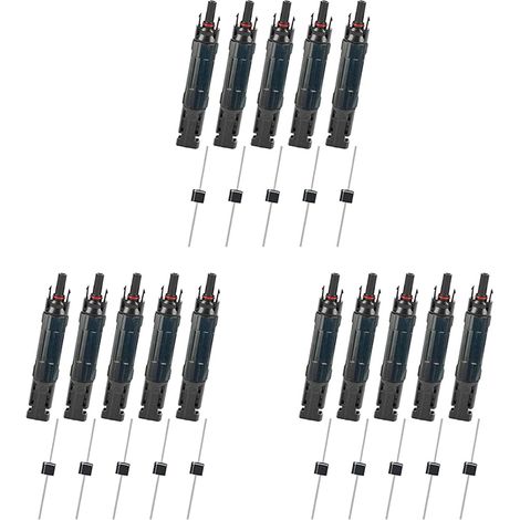 15 Pièces PV Panneau Solaire Connecteur Mâle/ 30A Diode Intégrée Fusible Connecteurs de Solaire ÉTanche Anti-Refoulement (1/5)