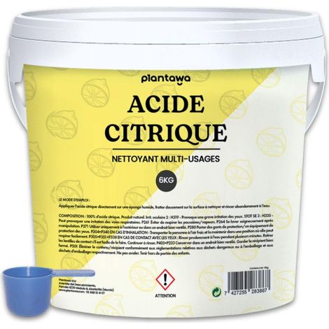 Acide Citrique Powder 6kg Acide citrique poudre menager pour la cuisine, la salle de bain et le jardin pur et polyvalent. Nettoyant universel (1/5)