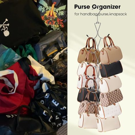 Porte-foulards 12 compartiments avec crochet pivotant 360°, organisateur placard pour foulards, ceintures, sacs (1/4)